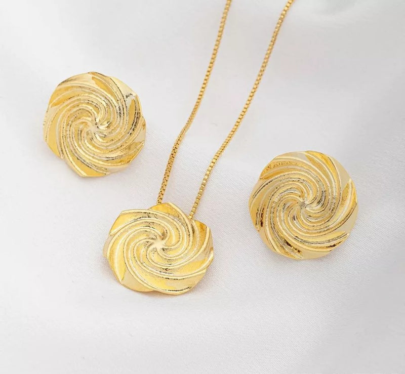 Kit Intense Espiral - Colar + Brincos - Banhados a Ouro 18K