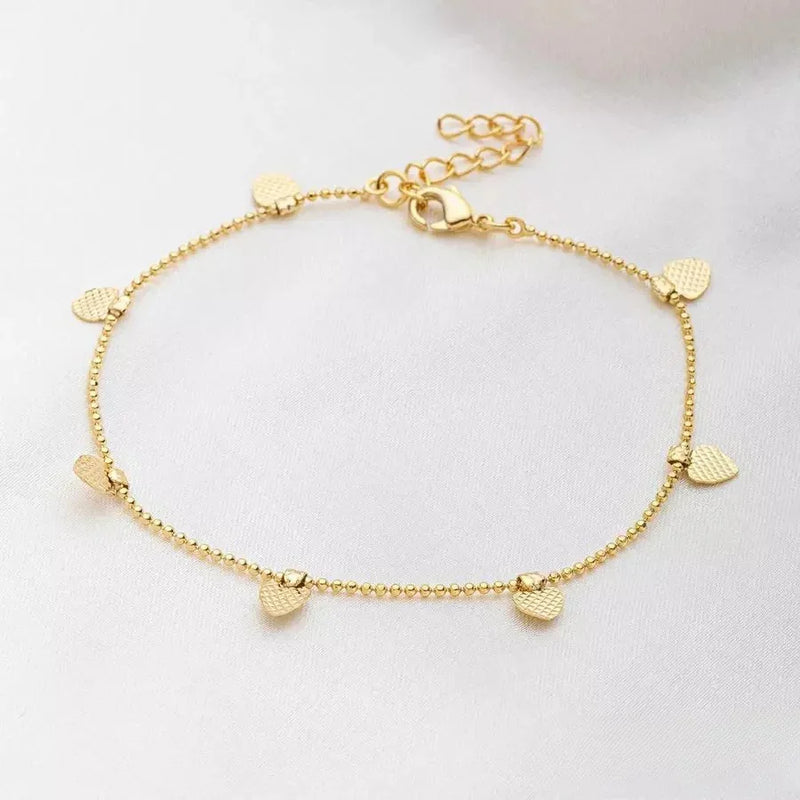 Pulseira Romance Coração Delicada - Banhado a ouro 18K