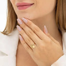 Anel Romance Coração Ajustável - Banhado a ouro 18K