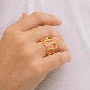 Anel Intense Ondas - Ajustável Banhado a Ouro 18K