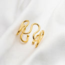 Anel Intense Ondas - Ajustável Banhado a Ouro 18K